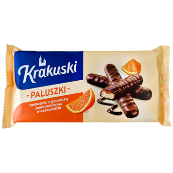 Палички бісквітні в шоколаді апельсин Кракушкі Krakuski paluszki 144g 37шт/ящ