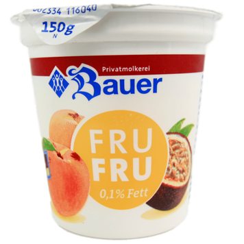 Йогурт персик-маракуя Бауэр Bauer peach-passion fruit 150g 20шт/ящ