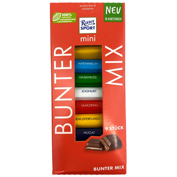 Шоколад асорті Ріттер Спорт Ritter Sport mini mix 9*16,67 133g 8шт/ящ