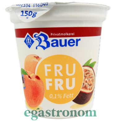 Йогурт персик-маракуя Бауер Bauer peach-passion fruit 150g 20шт/ящ