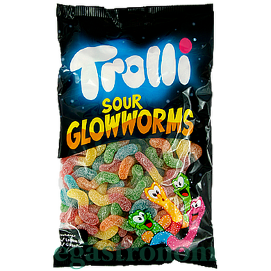 Желейки кислые светлячки Тролли Trolli sour glowworms 1kg 8шт/ящ