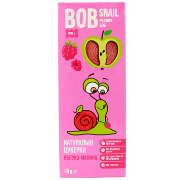 Цукерки натуральні яблуко-малина Равлик Боб Bob snail 30g 24шт/ящ