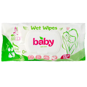 Серветки вологі дитячі Біоллі Biolli baby 120szt 10шт/ящ