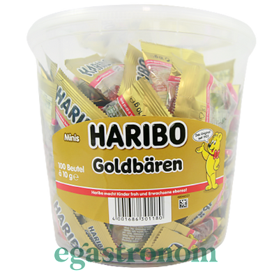 Желейки ведмедики міні золоті (відро) Харібо Haribo goldbaren 100*10g 1kg 6шт/ящ