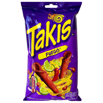 Чипси-ролли кукурудзяні гострі чилі та лайм Такіс Takis fuego 100g 18шт/ящ