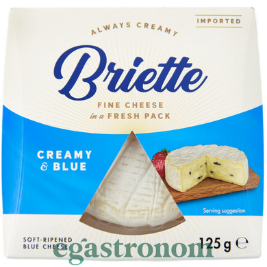 Сир брі синій вершковий Брієтте Briette Creamy & Blue 125g 10шт/ящ