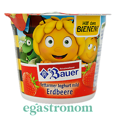 Крем-йогурт клубника Бауэр Bauer erdbeere 150g 20шт/ящ (Код: 00-00006270)