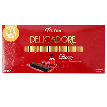 Шоколад чорний з вишнею Барон Делікадоре Baron Delicadore cherry 200g 12шт/ящ