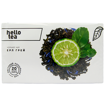 Чай крупнолистовий в пакетиках чорний ерл грей Хелло Ті Hello Tea 20пак 60g 20шт/ящ