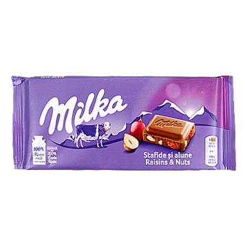 Шоколад Мілка родзинки та горіх Milka raisins & nuts 90g 23шт/ящ