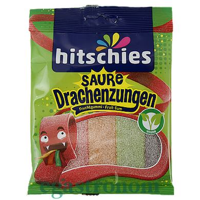 Желейки язики дракона (зелені) Хітсчіес Hitschies drachenzungen 125g 20шт/ящ