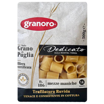 Макарони №186 меззе манічі Граноро Granoro mezze maniche 500g 20шт/ящ