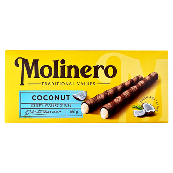 Вафельні трубочки зі смаком кокосу Молінеро Molinero 140g 32шт/ящ