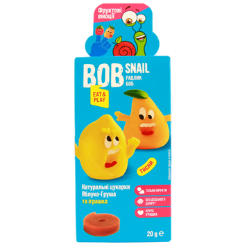 Конфеты натуральные яблоко-груша с игрушкой Улитка Боб Bob snail 20g 16шт/ящ