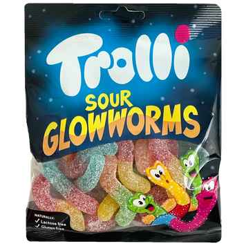 Желейки кислі світлячки Троллі Trolli sour glowworms 100g 24шт/ящ