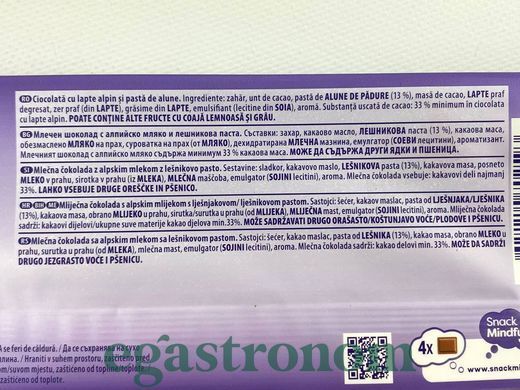 Шоколад горіховий крем Мілка Milka mmMax noisette 250g 17шт/ящ