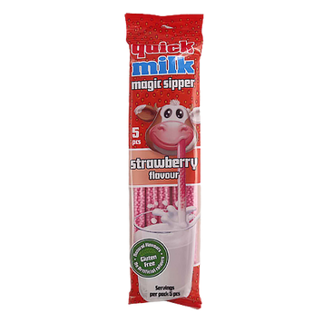 Трубочки для молока полуниця Квік Мілк Quick Milk strawberry 30g 20шт/пач 12шт/ящ