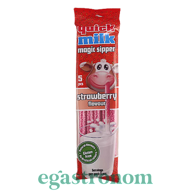 Трубочки для молока клубника Квик Милк Quick Milk strawberry 30g 20шт/пач 12шт/ящ