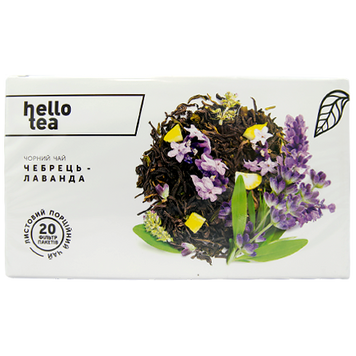 Чай крупнолистовой в пакетиках черный чабрец-лаванда Хелло Ти Hello Tea 20пак 60g 20шт/ящ