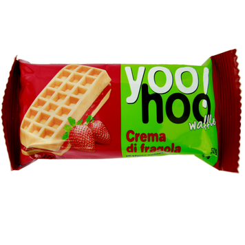 Вафлі бельгійські з полуничним кремом ЮХу YOOHOO strawberry 50g 12шт/ящ