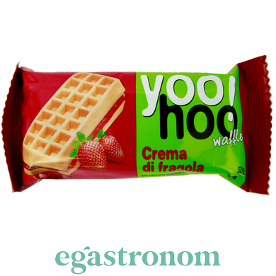 Вафлі бельгійські з полуничним кремом ЮХу YOOHOO strawberry 50g 12шт/ящ