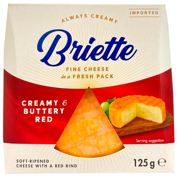 Сир брі червоний вершковий Брієтте Briette Creamy&Buttery Red 125g 10шт/ящ