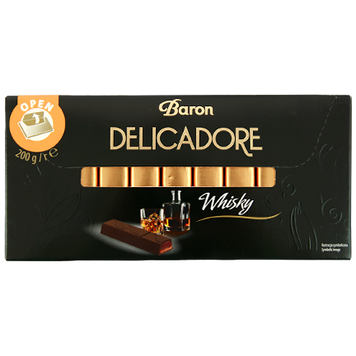 Шоколад Барон Делікадоре чорний з віскі Baron Delicadore whisky 200g 12шт/ящ