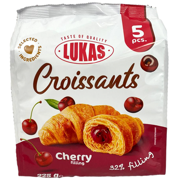 Круасани з вишнею Лукас Lukas cherry 4*45g 10шт/ящ