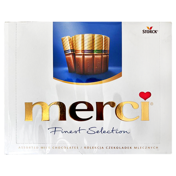 Цукерки асорті з молочного шоколаду Мерсі Merci 250g 10шт/ящ