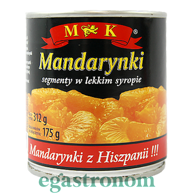 Фрукты консервированные мандаринки MK mandarynki 312g/175g 12шт/ящ