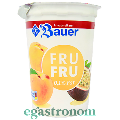 Йогурт персик-маракуя жиру 0,1% Бауер Bauer peach-passion fruit 500g 12шт/ящ