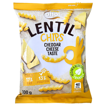 Чипси з сочевиці зі смаком сиру чедер Охо Оho cheddar cheese 100g 23шт/ящ