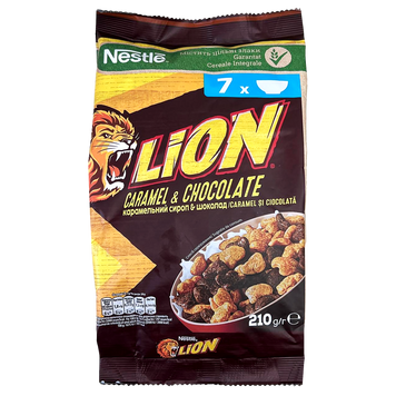 Сухий сніданок карамель та шоколад Лайoн Нестле Nestle lion caramel & chocolate 210g 20шт/ящ