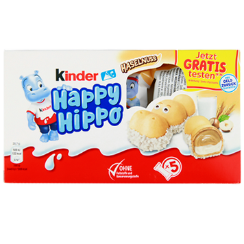 Батончики бегемотики с фундуком Киндер Kinder happy hippo haselnuss 5*20,7g 10шт/ящ