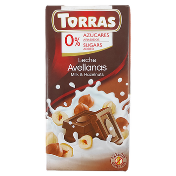 Шоколад молочный с фундуком Торрас Torras leche avellanas milk&hazelnuts 75g 48шт/ящ