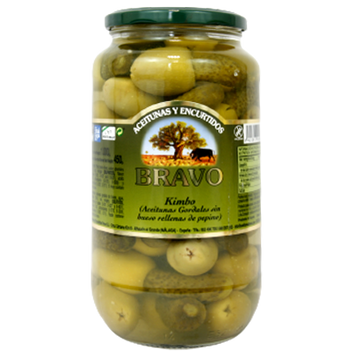 Оливки з корнішоном Браво Bravo kimbo 1000/450g 6шт/ящ