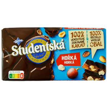 Шоколад чорний з арахісом і родзинками слива Студентська Studentska 170g 16шт/ящ