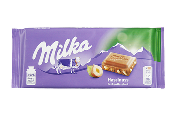 Шоколад Мілка подрібнений лісовий горіх Milka broken haselnuss 90g 24шт/ящ