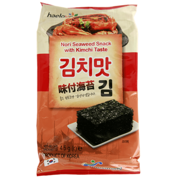 Чипсы из нори со вкусом кимчи Хейлов Haelove kimchi taste 4,5g 3шт/пач 72шт/ящ