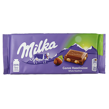 Шоколад цілий лісовий горіх Мілка Milka whole nuts 95g 17шт/ящ