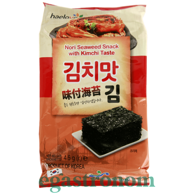 Чипсы из нори со вкусом кимчи Хейлов Haelove kimchi taste 4,5g 3шт/пач 72шт/ящ