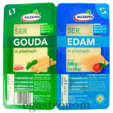 Сир нарізка 2в1 Гауда&Едам Gouda&Edam 500g 7шт/ящ