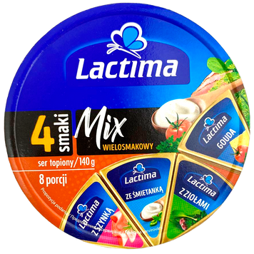 Сир плавлений мікс гауда, вершковий, зелень та шинка Лактіма Lactima mix 140g 12шт/ящ