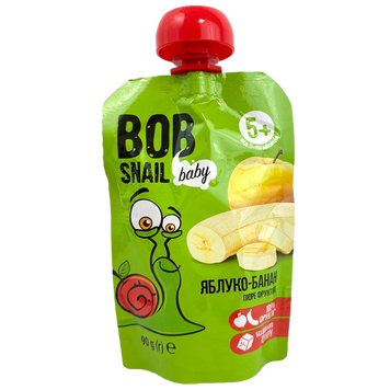 Пюре фруктове (дитяче харчування) яблуко-банан Равлик Боб Bob snail 90g 10шт/ящ