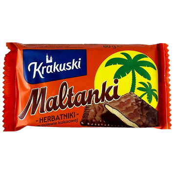 Печиво в какао-глазурі Кракушкі Krakuski maltanki 80g 56шт/ящ