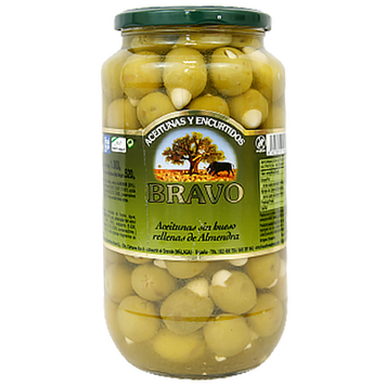 Оливки з мигдалем Браво Bravo de almedra 1000/520g 6шт/ящ