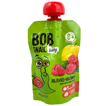 Пюре фруктове (дитяче харчування) яблуко-малина Равлик Боб Bob snail 90g 10шт/ящ