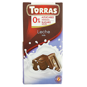 Шоколад молочный (без сахара) Торрас Torras leche milk 75g 48шт/ящ