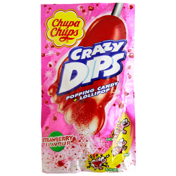 Льодяники на паличці полуниця Чупа чупс Chupa chups Crazy Dips strawberry 14g 24шт/пач
