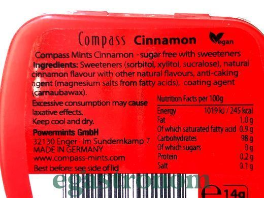 Льодяники м'ята та кориця Компас Compass сinnamon mint 14g 12шт/уп 10уп/ящ